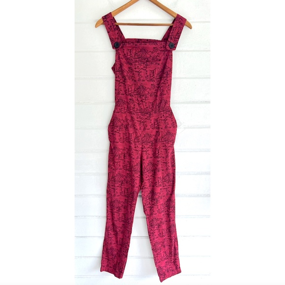 NOOWORKS Cotton Overalls with Stretch Waist in Cactus Print - XS/2-4 - Picture 1 of 12